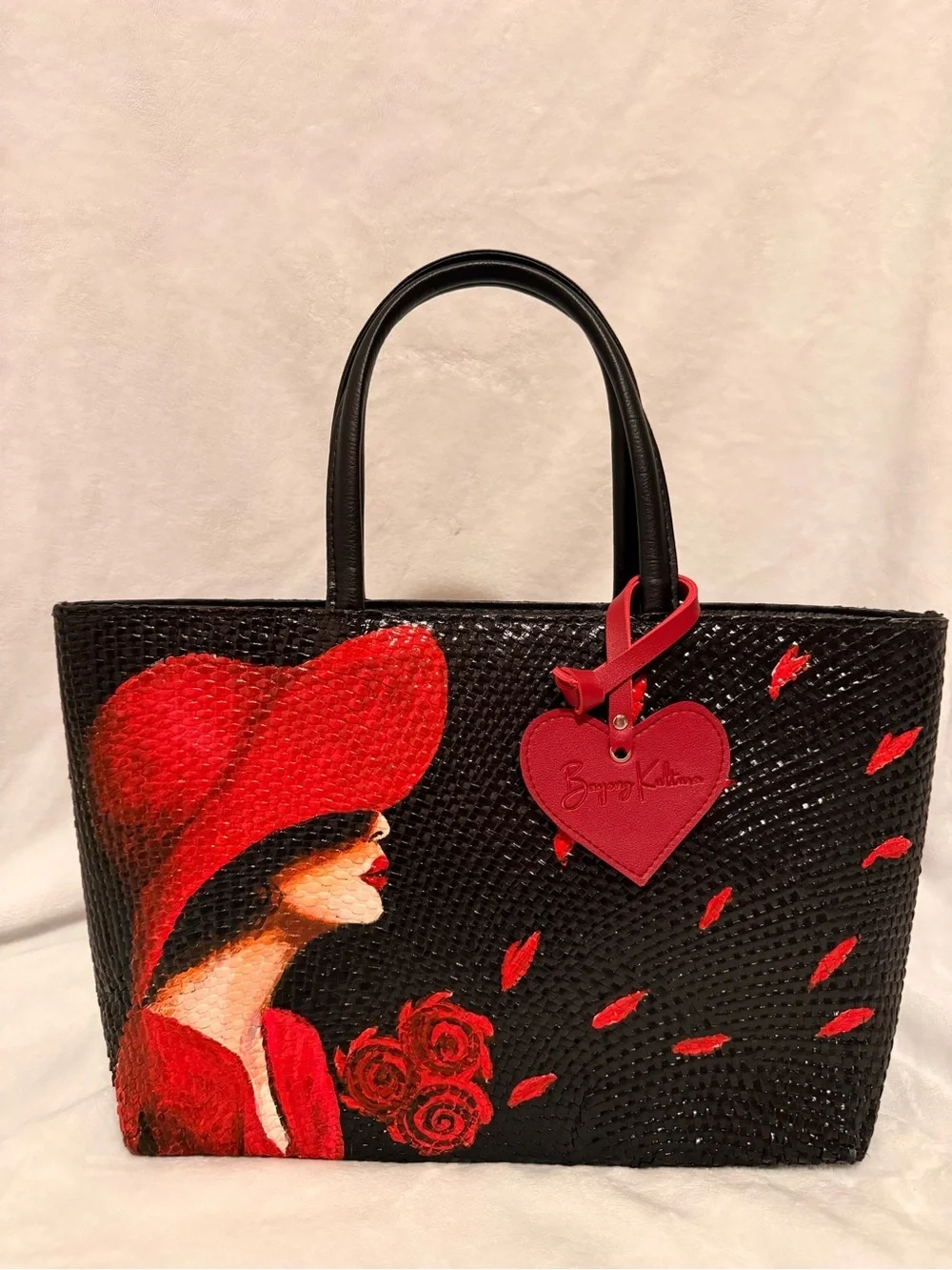 Bayong Kultura Handpainted and Handwoven Bayong Tote Bag Red Hat Lady Purse